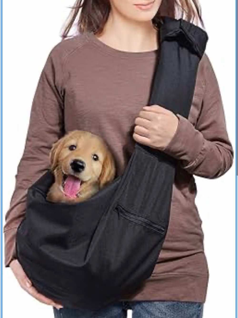 Black Hands-Free Pet Carrier Sling with Pocket